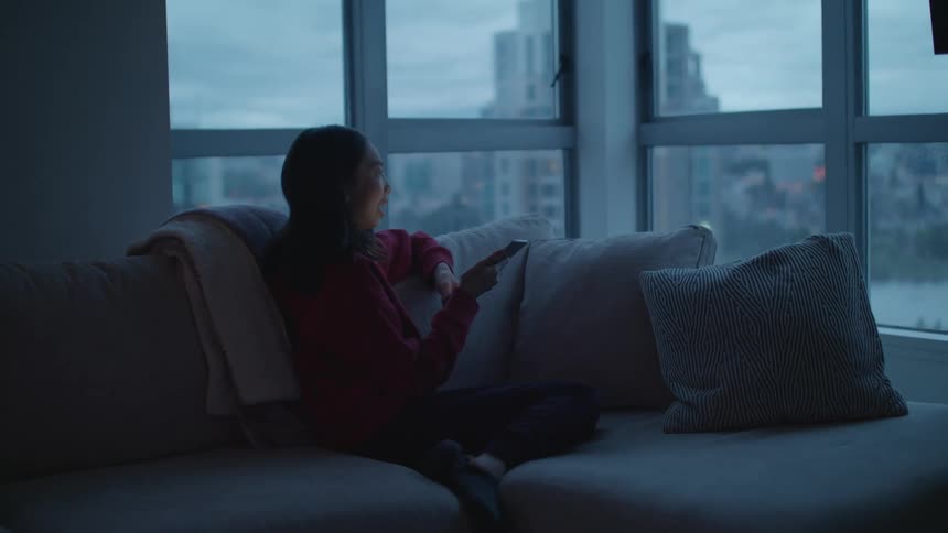 Girl talking on couch