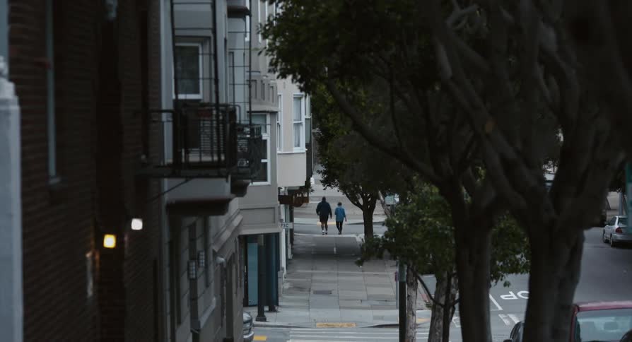 People walking down street