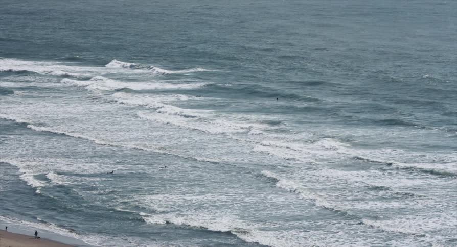 People walk past the coast