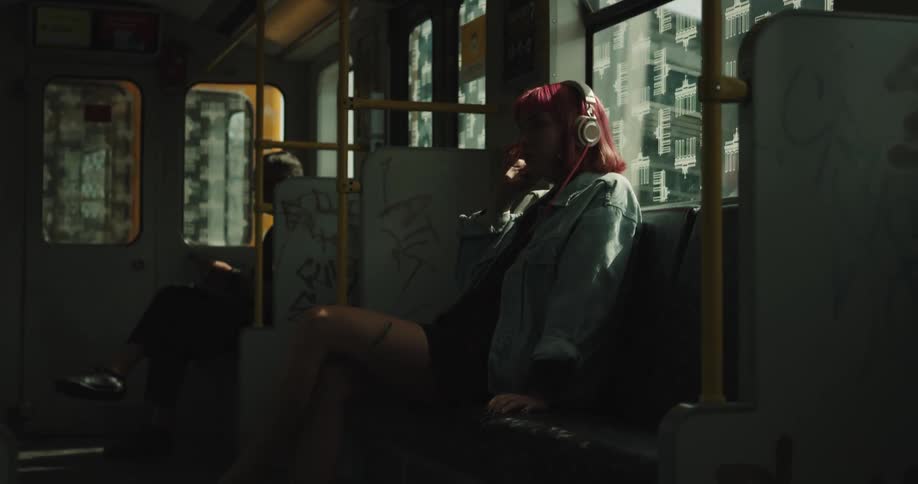 Person sitting on train