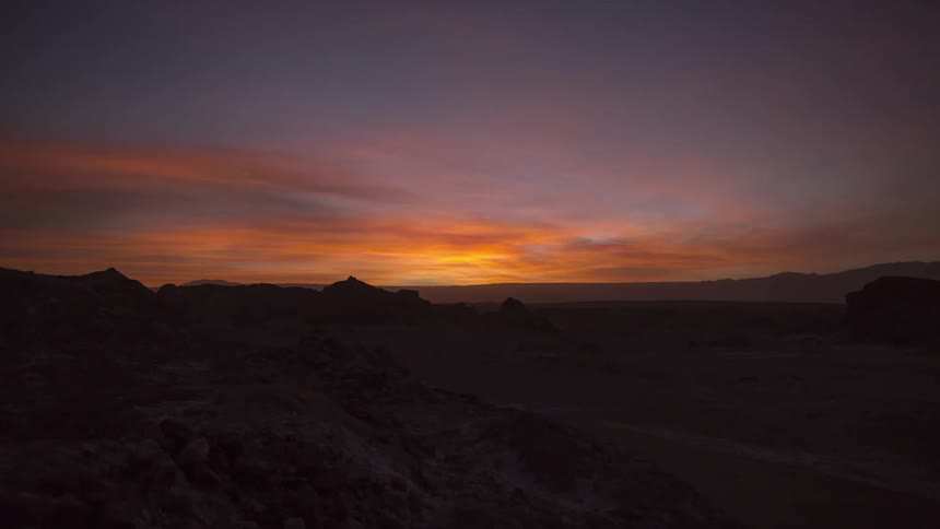 Night falling over the Atacama Desert in Chile