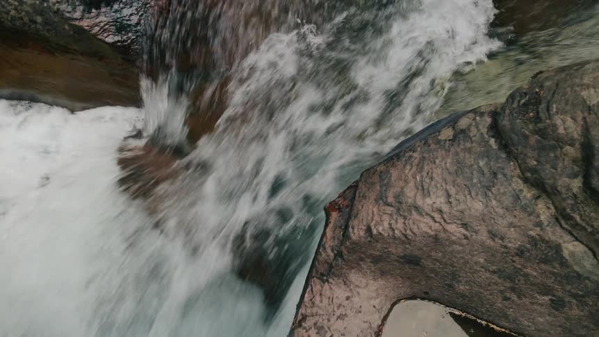 Clear mountain water flowing over rocks