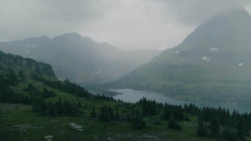 Foggy mountain landscape