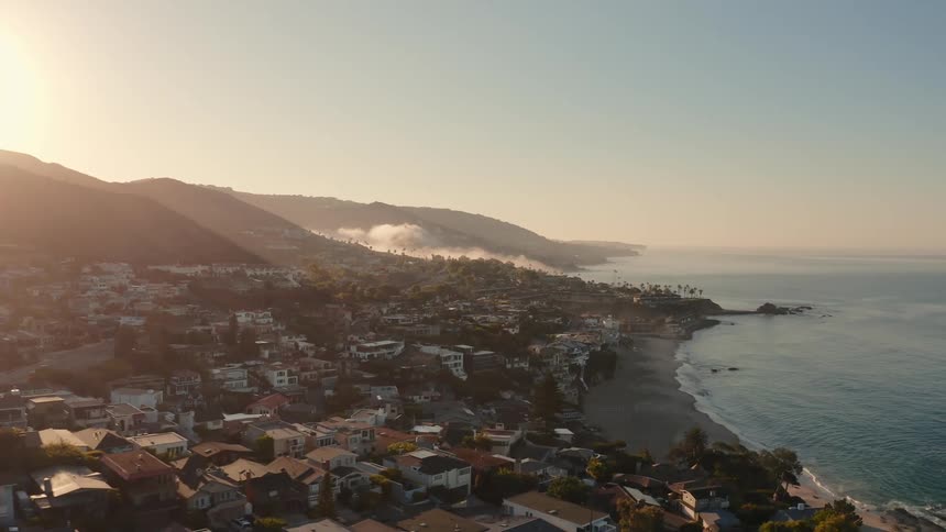 Coastal town at sunrise