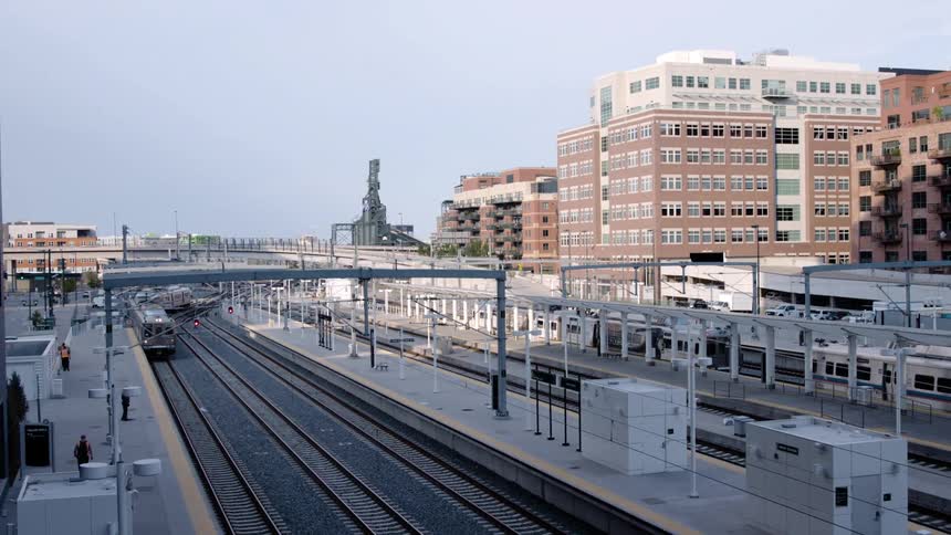 A view of a train pulling into a station