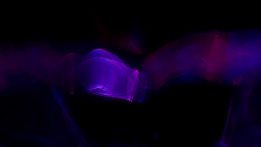 The blue smoke moves to the left