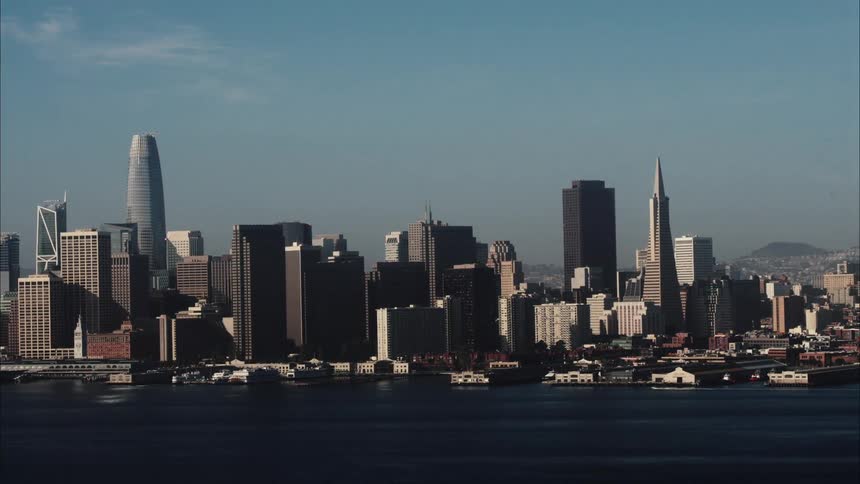 Aerial view of the skyscrappers on the city skyline of san francisco