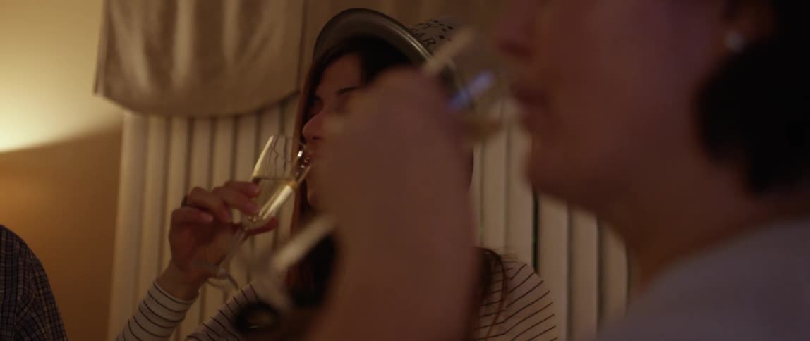 People have a toast at a party