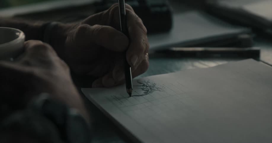 A person sketching on a piece of paper