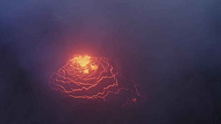 The smoke from the volcano blocks the view