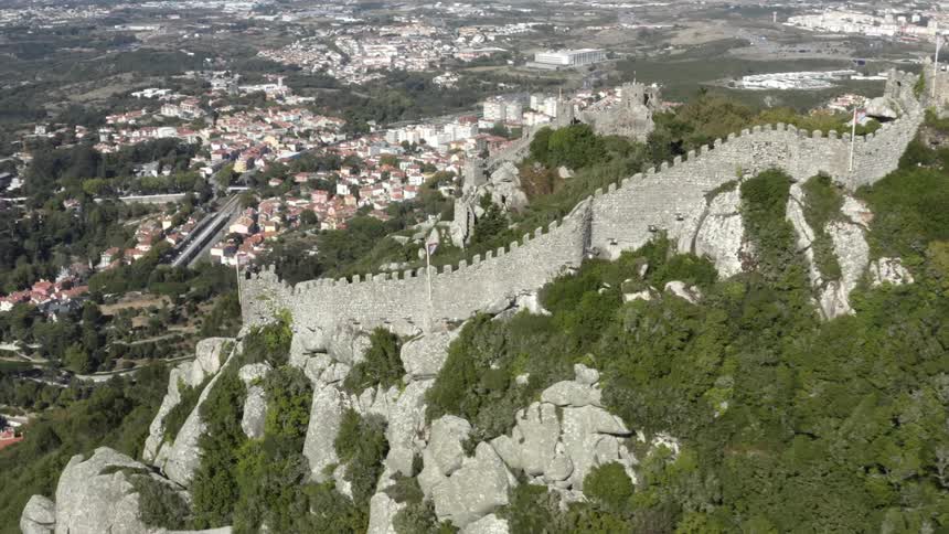 Castle walls on hill