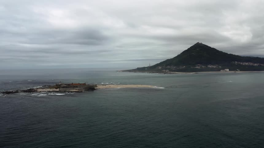 An aerial view of the ocean at the coast