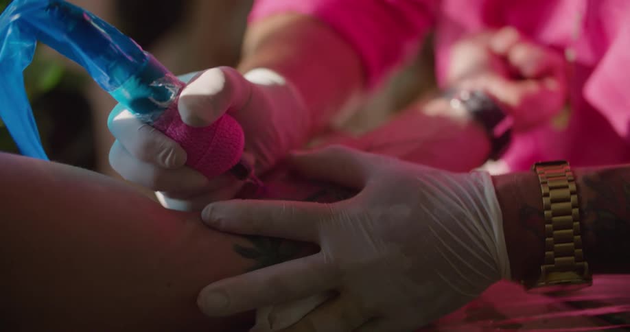 Person getting tattoo