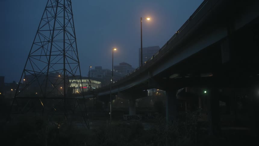 A view of a highway at night