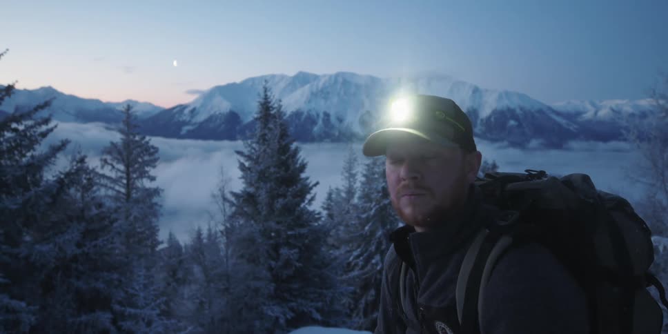 Person hiking on snow