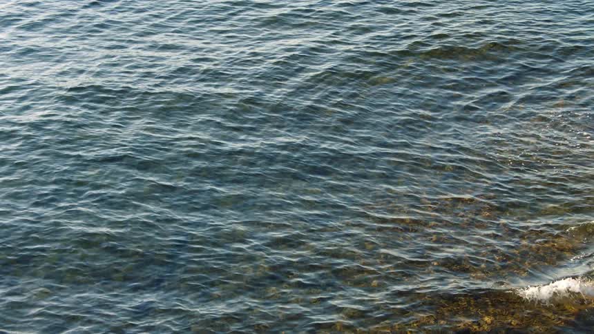 Waves and ripples on the calm surface of the ocean near the coast