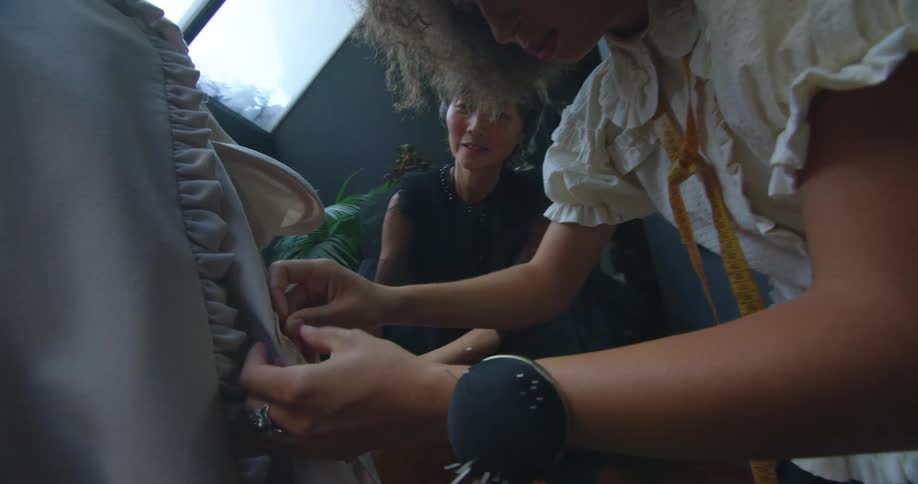 Two women looking at clothes