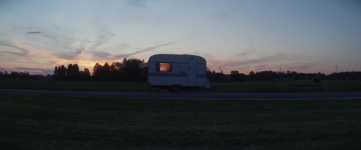 Caravan parked on road