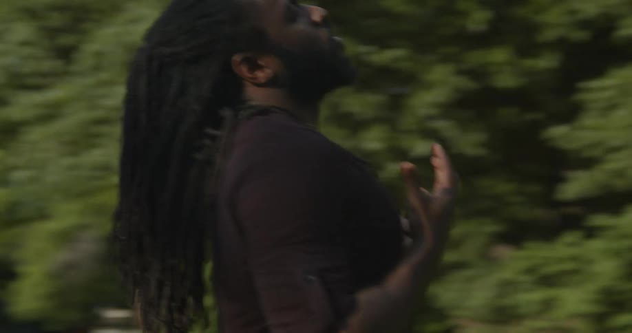 Person raising arms