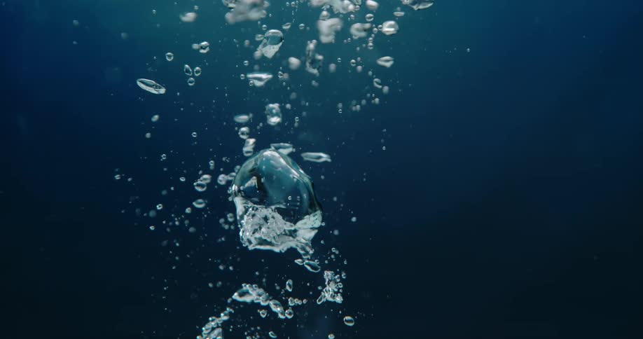 Underwater with ripples and bubbles