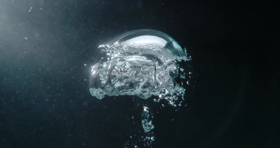 Underwater with ripples and bubbles