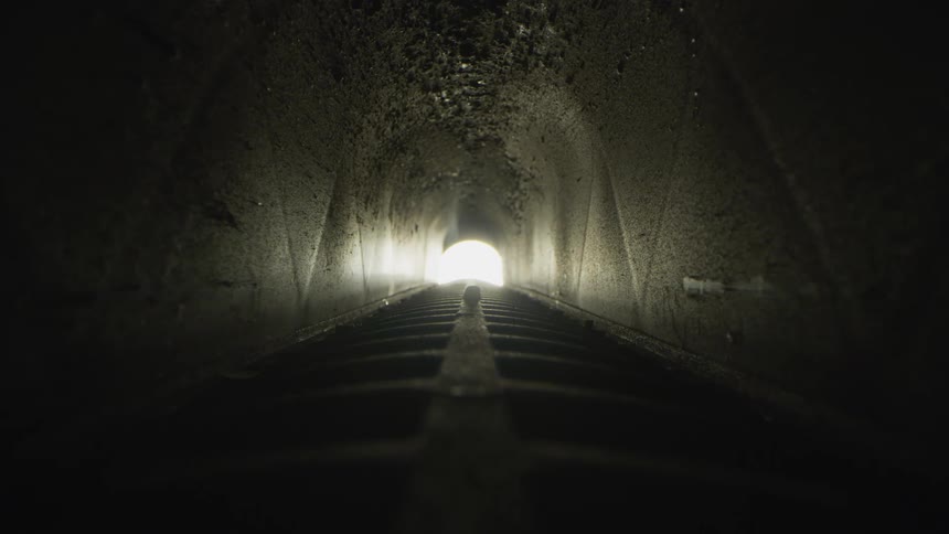 A view moving down a tunnel