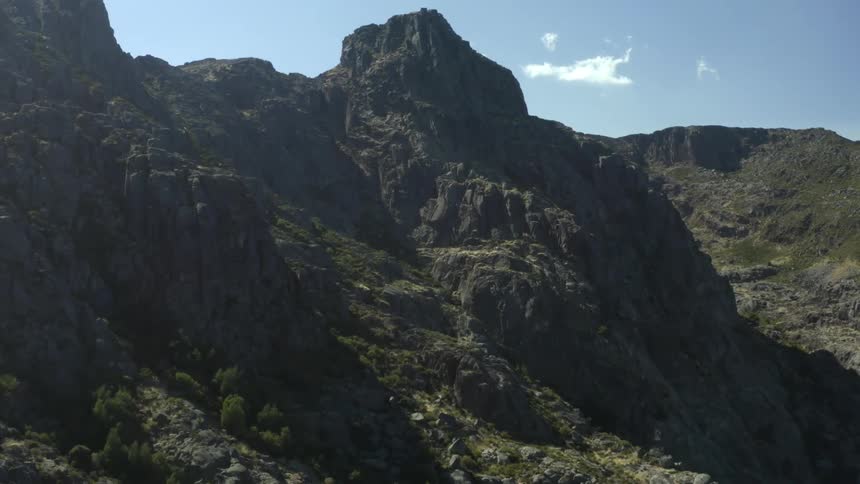 Aerial view of high rocky mountains with mountain highway