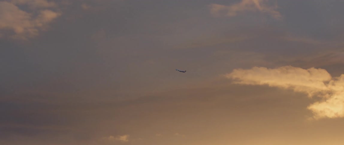 Plane flying high in the sky