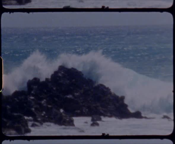 Waves crash against the shore