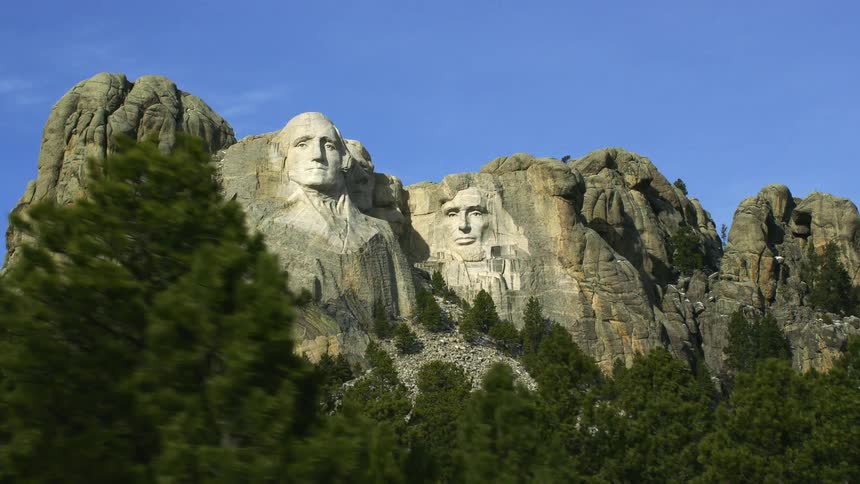 Faces on a mountain