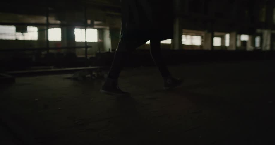 A person walking down a room