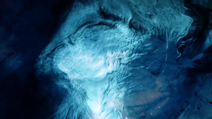 An abstract presentation of blue shades of fluids and inks