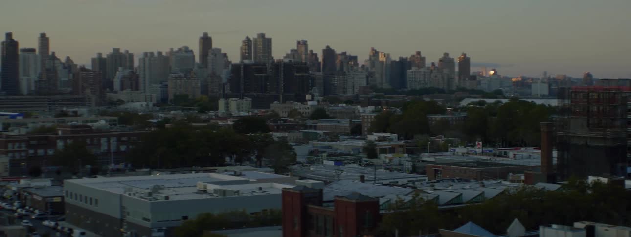 A city near sunset