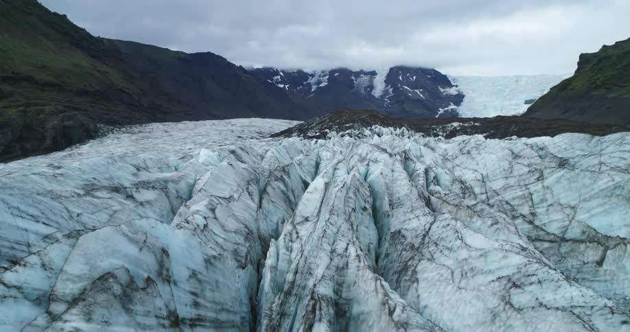 An aerial view of a glacier outdoors