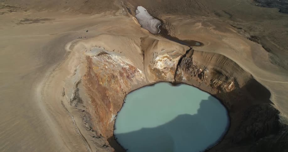 A landscape with a crater and ice