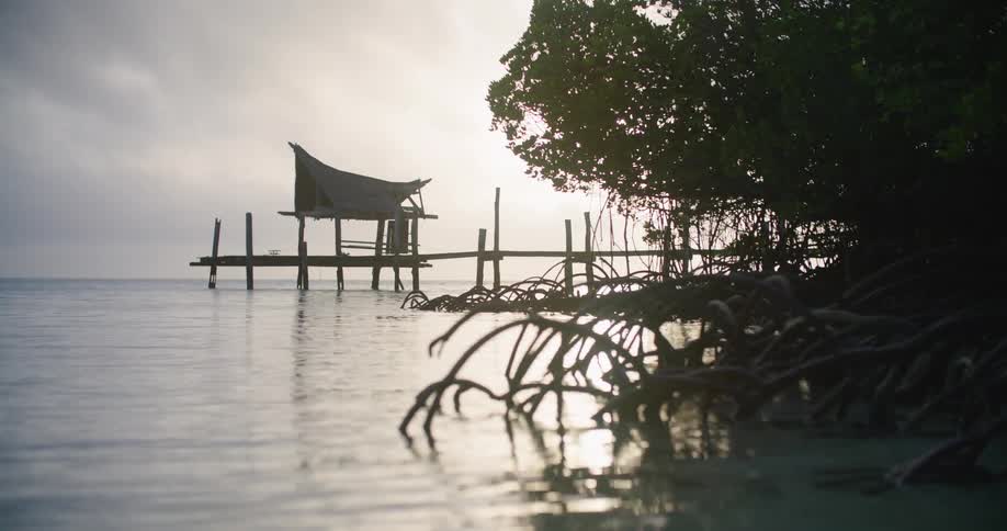 A pier runs into the ocean