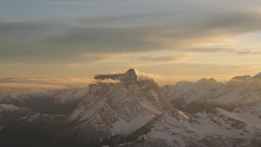 The mountains are touching the clouds