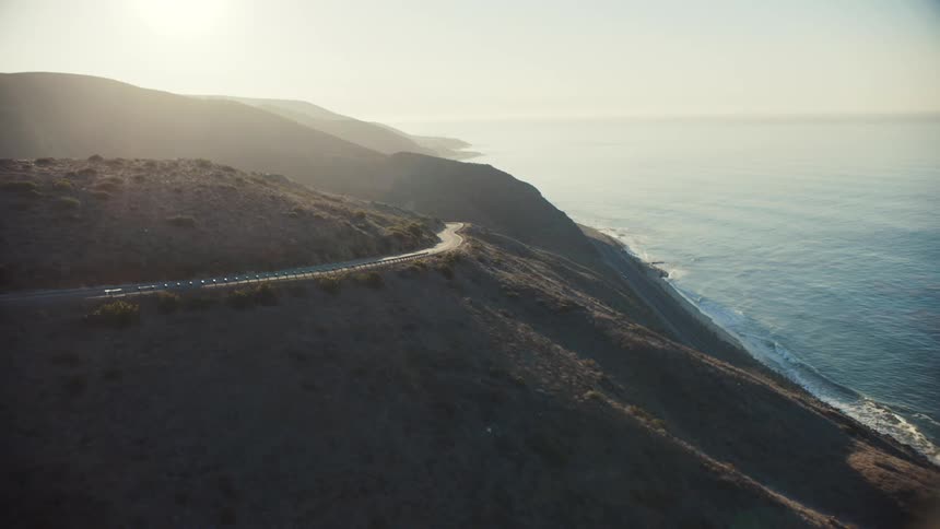 Coastal mountain road along cliffs