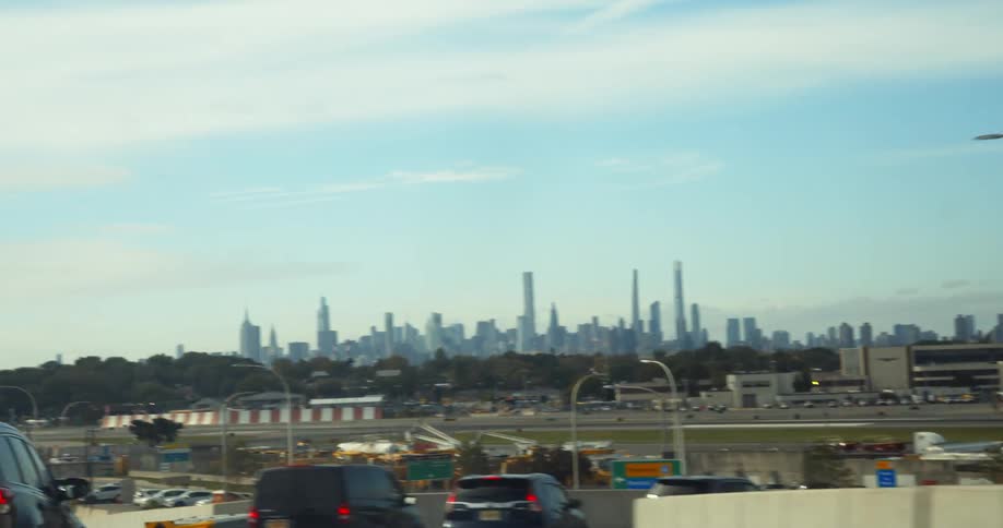 The vehicles travel towards the city