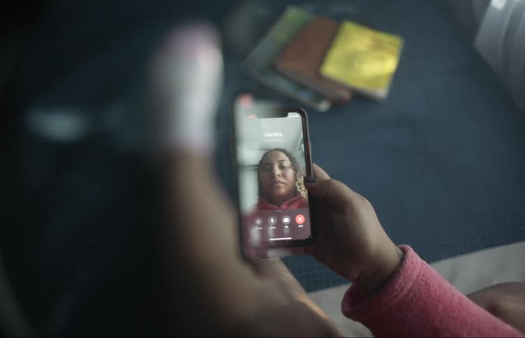 A person talking on a smartphone