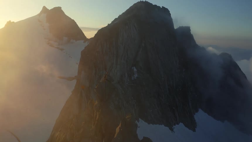 Aerial shot with mountain range