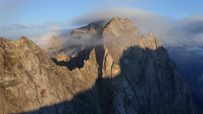 An aerial view of a mountain range