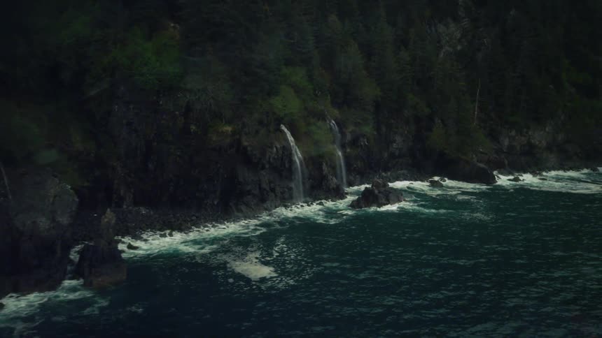 Mountain range near water