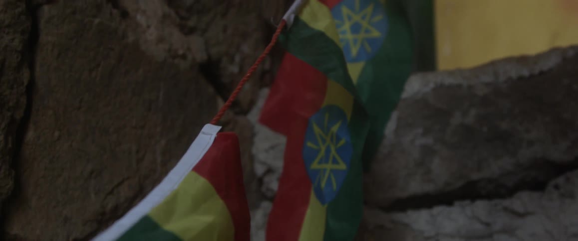 Banners hanging from a rope