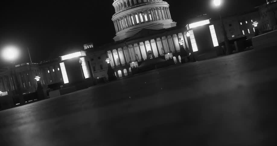 View of the united states capitol dome at night