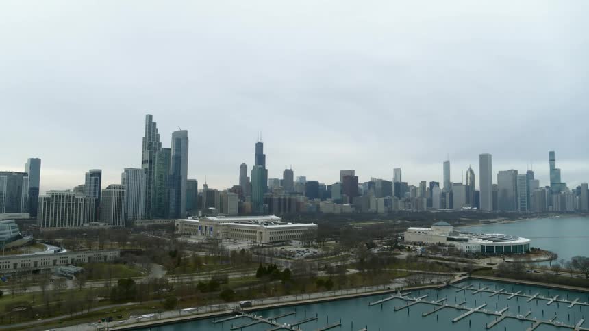 The docks are empty by the city