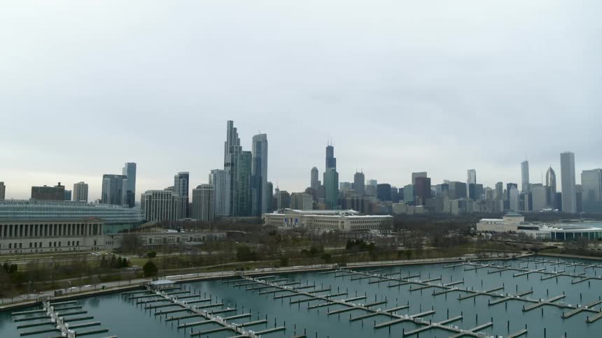The docks are empty by the city