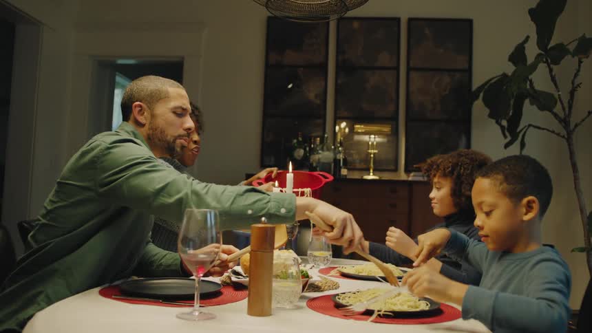 Family having food