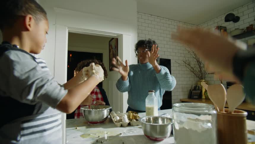 Black family baking