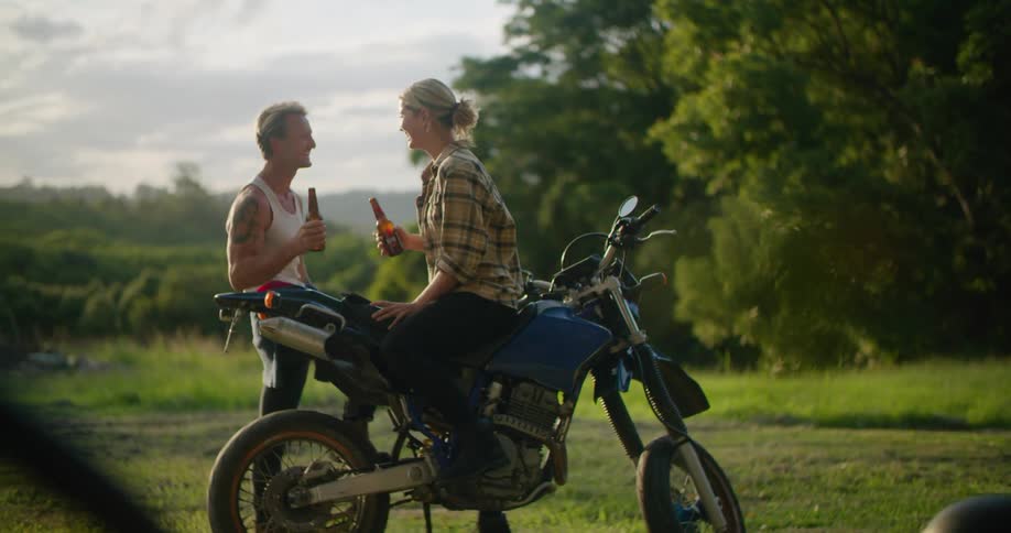 People talking on bike
